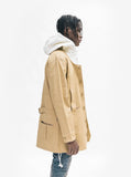 Right side view of Elongated Cold War Work Jacket in Camel 