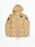 Vintage Tan embroidered polysuede belted eagle field jacket by profound aesthetic 