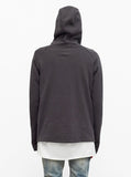 Front Zip Four-Tab Hoodie in Charcoal