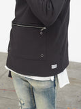 Front Zip Four-Tab Hoodie in Charcoal