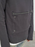 Front Zip Four-Tab Hoodie in Charcoal