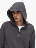 Front Zip Four-Tab Hoodie in Charcoal