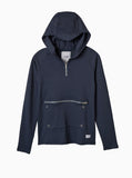 Front Zip Four-Tab Hoodie in Navy