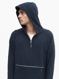 Front Zip Four-Tab Hoodie in Navy