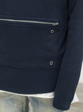 Front Zip Four-Tab Hoodie in Navy