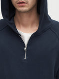 Front Zip Four-Tab Hoodie in Navy