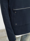 Front Zip Four-Tab Hoodie in Navy