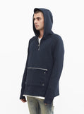 Front Zip Four-Tab Hoodie in Navy