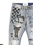 Printed Hand Art Light Stonewash Jeans