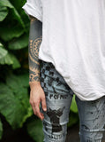 Printed Hand Art Light Stonewash Jeans