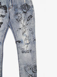 Printed Hand Art Light Stonewash Jeans