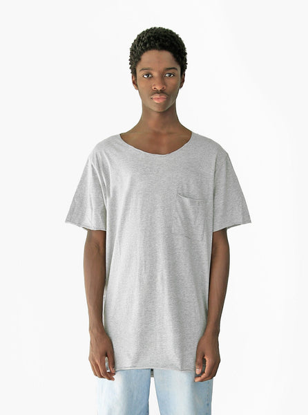 Basic Raw-Cut Short Sleeve Tee in Heather Gray