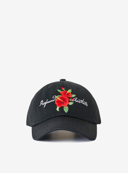 Script Logo Hibiscus Cap in Black