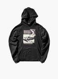 black french terry pullover hooded sweatshirt printed only enemy is time graphic hoodie by profound aesthetic