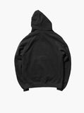 black french terry pullover hooded sweatshirt printed only enemy is time graphic hoodie by profound aesthetic