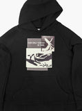 black french terry pullover hooded sweatshirt printed only enemy is time graphic hoodie by profound aesthetic