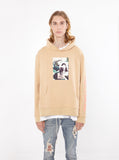 khaki tan french terry pullover hooded sweatshirt printed human nature graphic hoodie by profound aesthetic