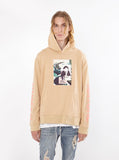 khaki tan french terry pullover hooded sweatshirt printed human nature graphic hoodie by profound aesthetic