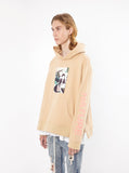 khaki tan french terry pullover hooded sweatshirt printed human nature graphic hoodie by profound aesthetic