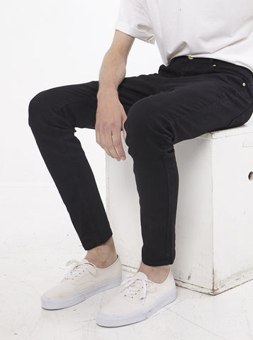 Jet black skinny fit denim jeans by profound aesthetic 