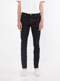 Jet black skinny fit denim jeans by profound aesthetic