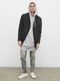 Oversized Kurta Hoodie in Heather Gray