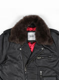 Leather Perfecto Biker Jacket w/ Detachable Faux Fur Collar in Black