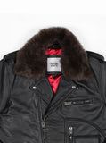 Leather Perfecto Biker Jacket w/ Detachable Faux Fur Collar in Black