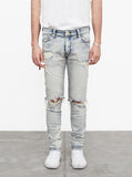 Light Blue Stone Washed Destroyed Denim Jeans