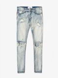 Light Blue Stone Washed Destroyed Denim Jeans