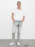 Light Blue Stone Washed Destroyed Denim Jeans