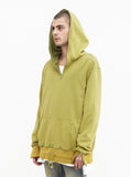 Pigment Dyed Full Zip Hoodie in Burnt Lime Green