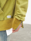 Pigment Dyed Full Zip Hoodie in Burnt Lime Green