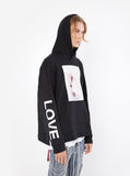 black french terry pullover hooded sweatshirt printed lost love graphic hoodie by profound aesthetic