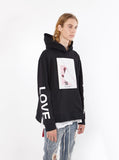 black french terry pullover hooded sweatshirt printed lost love graphic hoodie by profound aesthetic