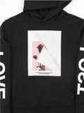 black french terry pullover hooded sweatshirt printed lost love graphic hoodie by profound aesthetic