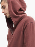 Pigment Dyed Full Zip Hoodie in Maroon