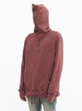 Pigment Dyed Full Zip Hoodie in Maroon