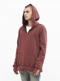 Pigment Dyed Full Zip Hoodie in Maroon