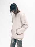 Candid shot of Mesh Pocket Nylon Crewneck in Cream on model