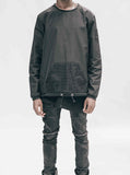 Front view image of Mesh Pocket Nylon Crewneck in Black on model