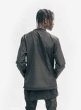 Back view of Mesh Pocket Nylon Crewneck in Black on model