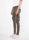 Faded olive wash d ring cargo pocket skinny fit denim jeans by profound aesthetic