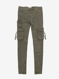 Faded olive wash d ring cargo pocket skinny fit denim jeans by profound aesthetic