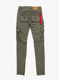 Faded olive wash d ring cargo pocket skinny fit denim jeans by profound aesthetic