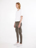 Faded olive wash d ring cargo pocket skinny fit denim jeans by profound aesthetic