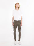 Faded olive wash d ring cargo pocket skinny fit denim jeans by profound aesthetic