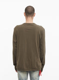 Destroy & Rebuild Printed Graphic Long Sleeve Crewneck Tee in Faded Olive-Brown