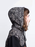 Paisley Motif Parka Jacket in Black