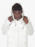 Cotton pullover parka jacket 3 tone white ghost embroidered cargo pocket by profound aesthetic 